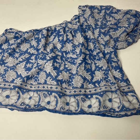 Velvet Graham & Spencer Size L One Shoulder Blouse Floral Puffed Sleeve - Picture 9 of 12